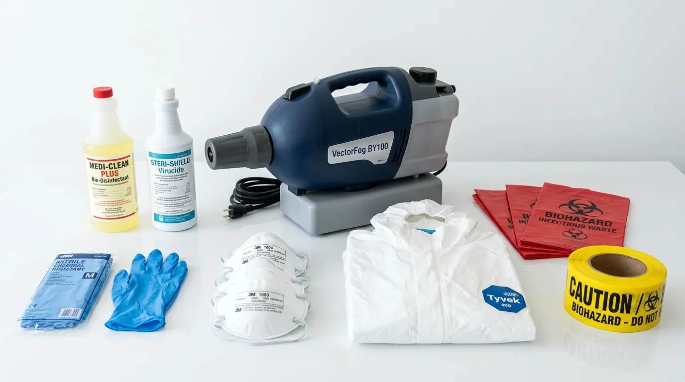 Professional biohazard remediation crew working in Uptown